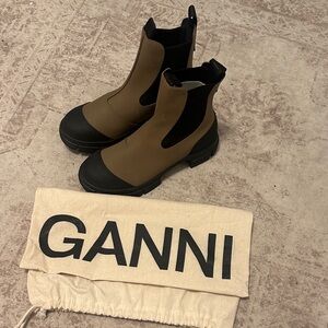 Ganni Two-Tone Brown and Black Ankle Boots